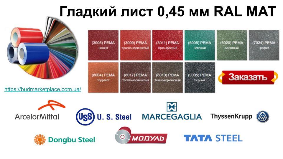 Mатовий Гладкий Лист 0,5 мм  ⁇  Arcelor Mittal  ⁇  RAL 7024 - Зображення 3