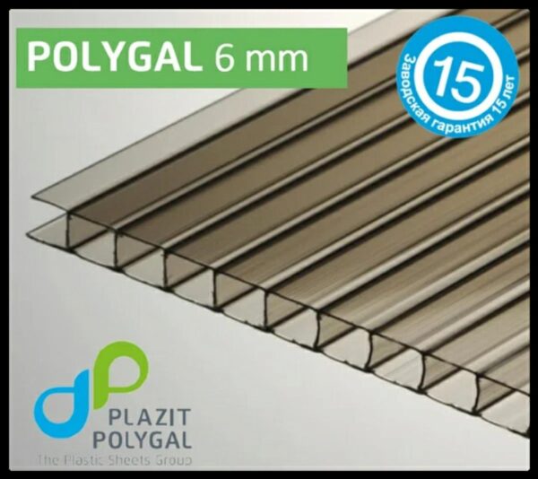 Стільниковий Полікарбонат 10 мм "Polygal Standart" (Бронзовый) - Зображення 2