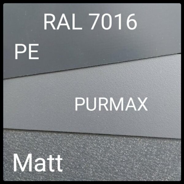 Гладкий лист POLYSTEEL — 0,45 мм / 1250 мм / PEMA / RAL 7016 Антрацит - Зображення 3